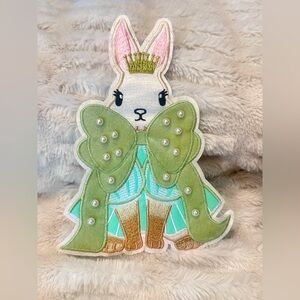 Kids Velveteen Rabbit Sage Green Pearl Embellished Easter Bunny Patch